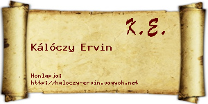 Kálóczy Ervin névjegykártya