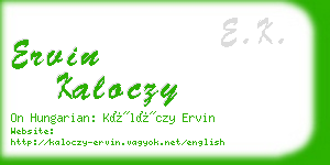 ervin kaloczy business card